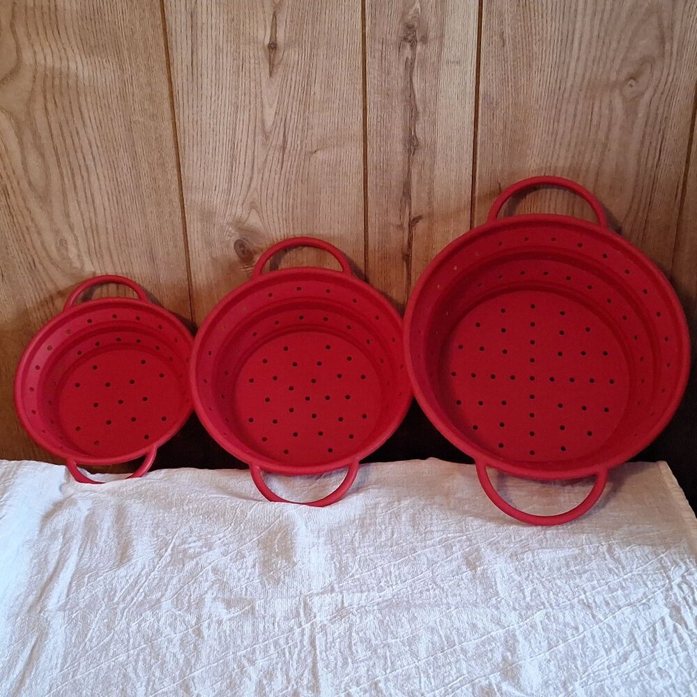 Set of Three Silicone Strainers/Steamers